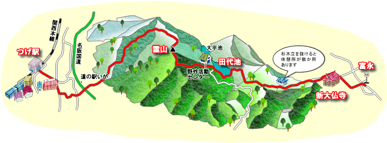 霊山寺から新大仏寺へマップ