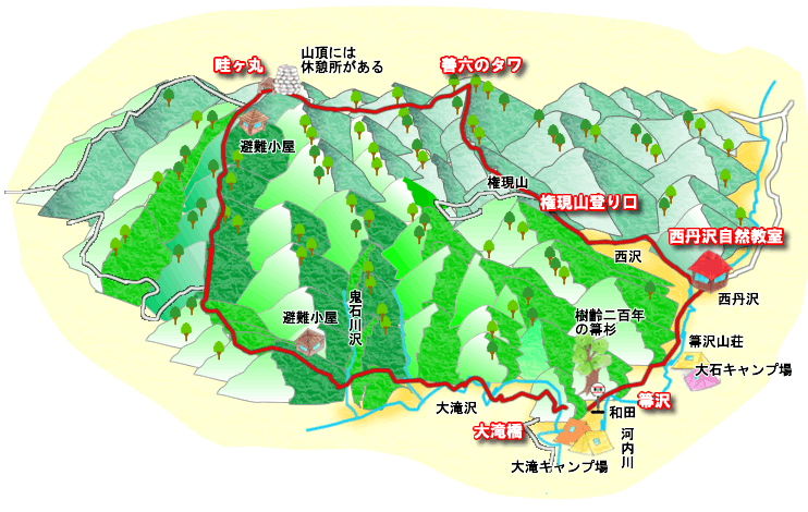 北丹沢付近コースマップ